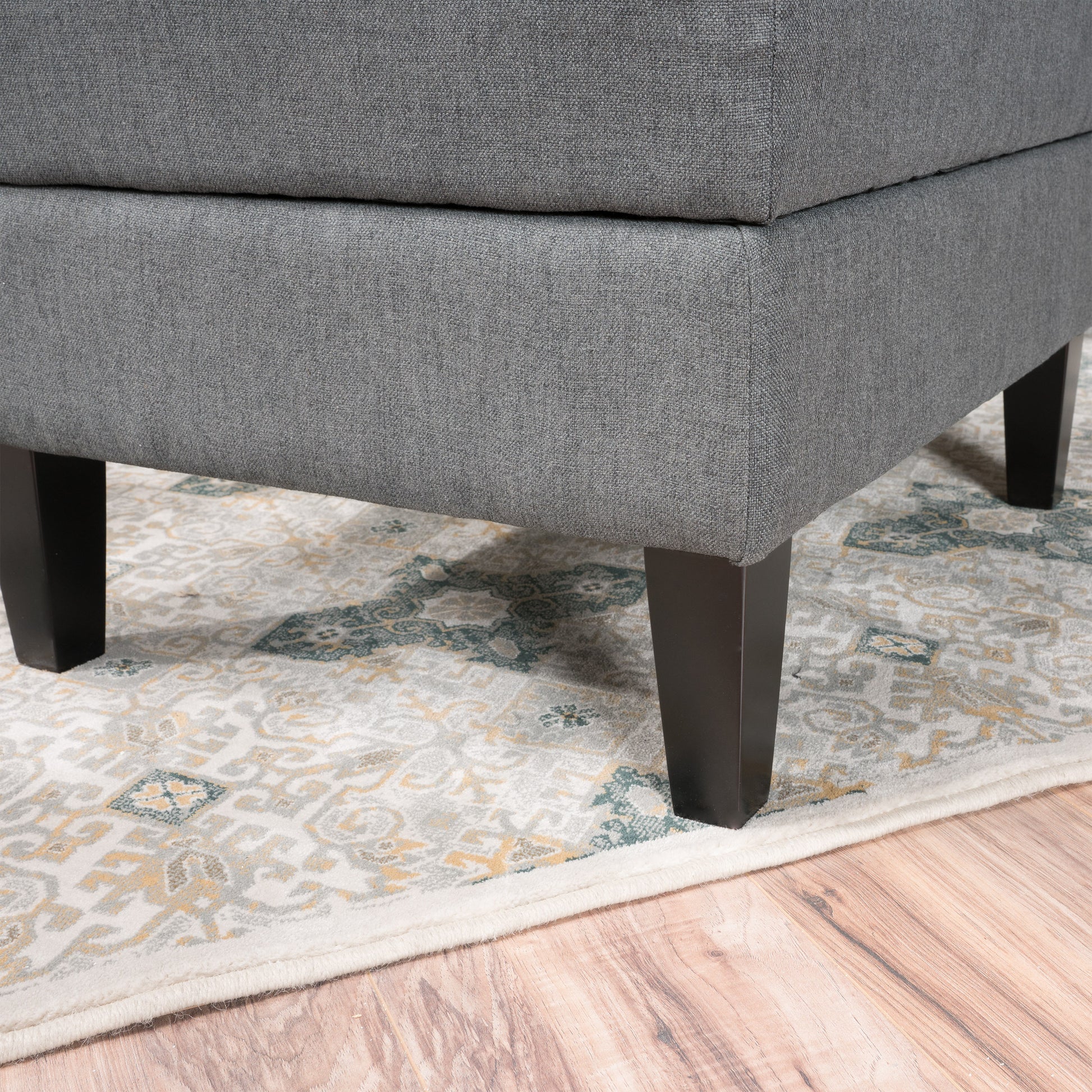 Storage Ottoman Dark Gray Fabric