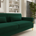 Fx P18 Rg2 Sofa Luxury Emerald Green Velvet Sofa With Gold Accents Modern 3 Seat Couch With Plush Cushions, Perfect For Living Room And Office Decor Retro Green Velvet 2 Seat
