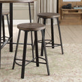 Set Of 2 Counter Height Stools Gray Metal Finish Rustic Industrial Style Furniture Brown,Gray Dining Room Industrial,Rustic Metal