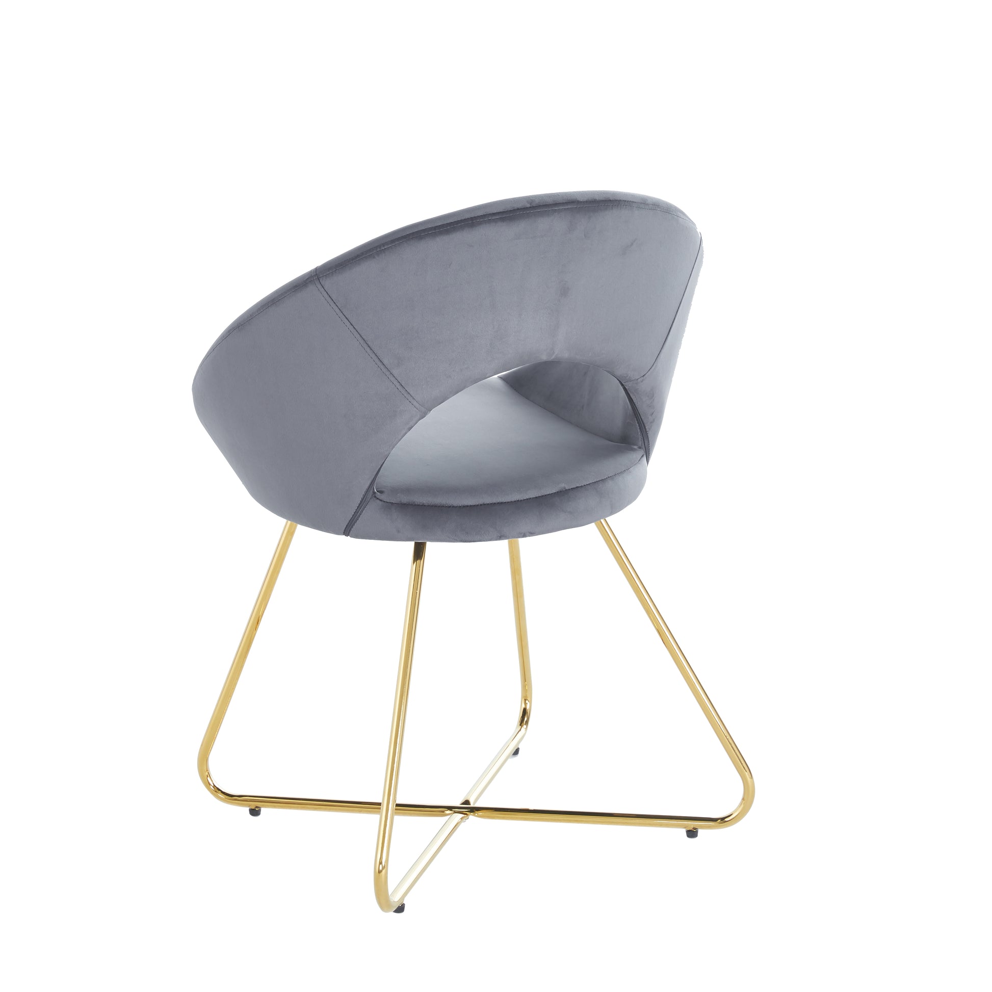 Modern Accent Velvet Chairs Set Of 2 Dining Chairs Single Sofa Comfy Upholstered Arm Chair Living Room Furniture Mid Century Leisure Lounge Chairs With Golden Metal Frame Legs Grey Velvet