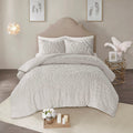 3 Piece Tufted Cotton Chenille Medallion Comforter Set Grey Full Queen Full Grey Cotton