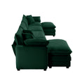 Corduroy Sofamodern Upholstered 4 Seater With 3 Footstools Corduroy Fabric Sofaoffice Living Room Apartment Comfortable Sofa, Easy To Assemble With 2 Arm Pillows And 4 Throw Pillows Green Corduroy 4 Seat