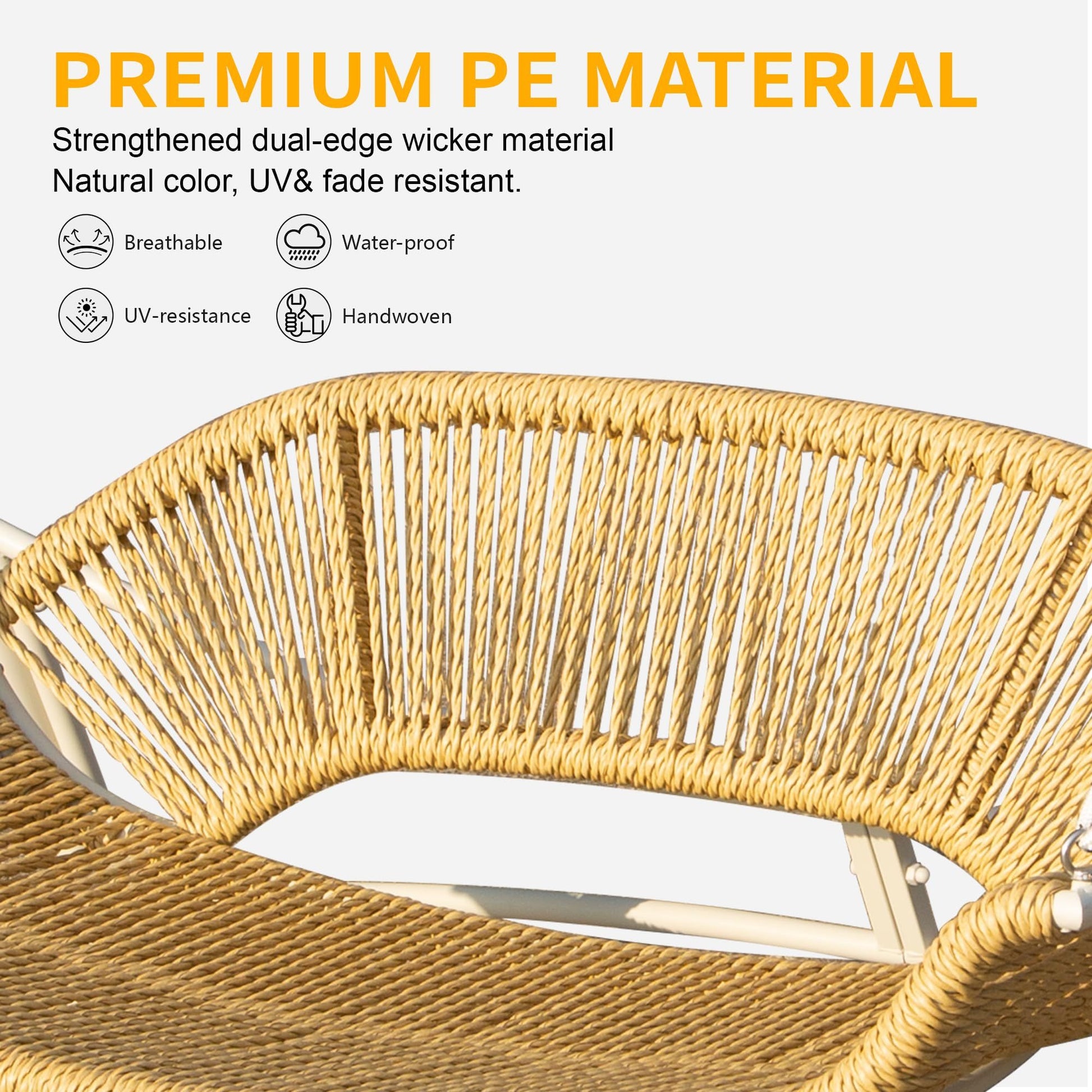 Outdoor Patio Porch Swing, 2 Seat Hanging Swing Chair With Thickened Cushions And Pillow, Rattan Porch Swing Chair Outdoor Hammock Chair For Porch, Backyard, Garden Yes White Garden & Outdoor 2 Person Seating Group Steel