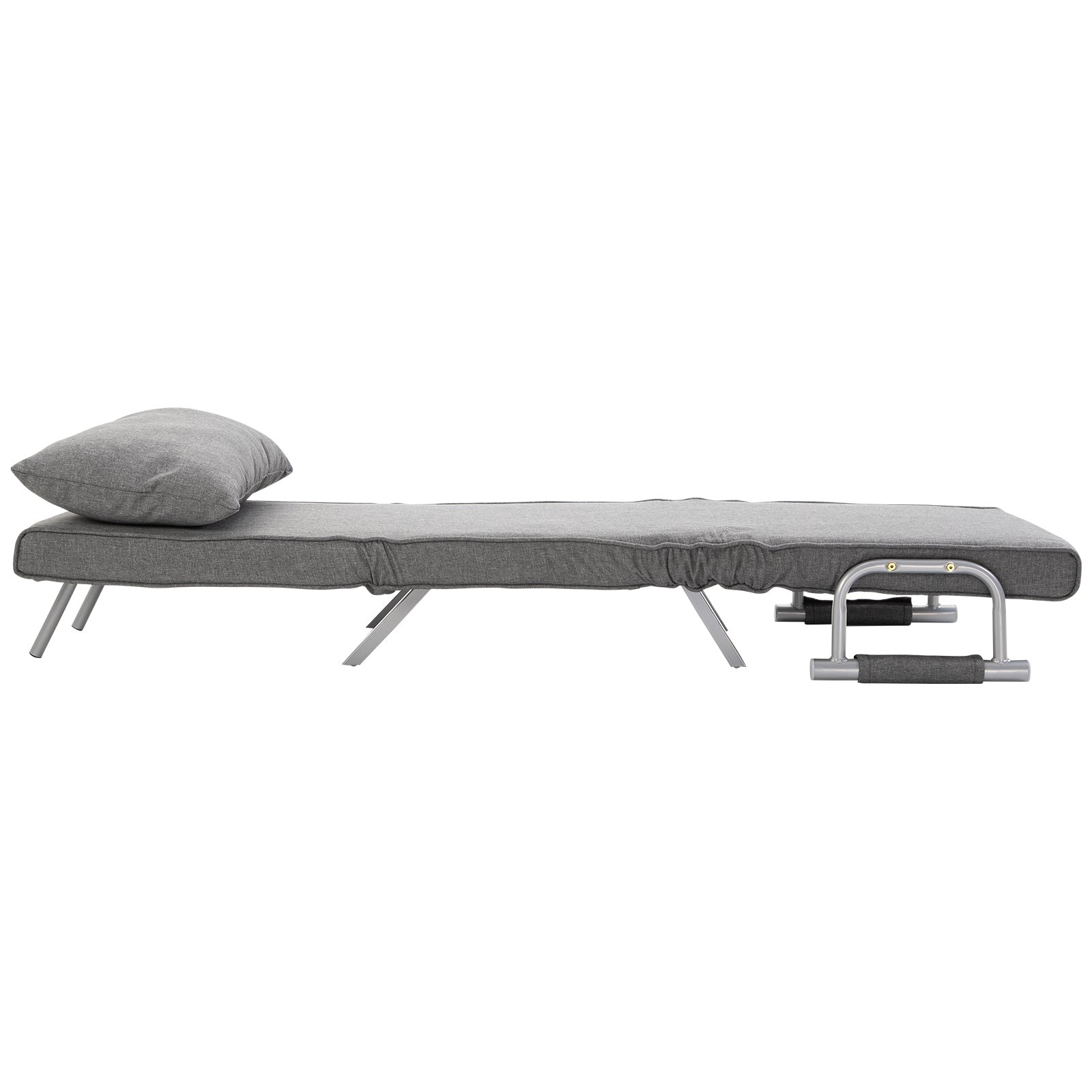 Homcom Single Person Folding 5 Position Convertible Sofa Bed Sleeper Chair Chaise Lounge Couch W Pillow & Steel Frame For Home Office, Light Grey Light Grey Fabric 1 Seat