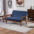 Coolmore Mid Century Modern Solid Loveseat Sofa Upholstered Linen Loveseat, 2 Seat Upholstered Loveseat Sofa Modern Couch Navy Linen 2 Seat