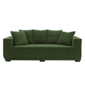 88.97'' Mid Century Modern Upholstered Sofa With 5 Matching Toss Pillows, Including Bottom Frame,Comfy Couches For Living Room, Bedroom, Apartment And Office.Green. Green Corduroy 3 Seat