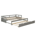 Extending Daybed With Trundle, Wooden Daybed With Trundle, Gray Twin Gray Solid Wood