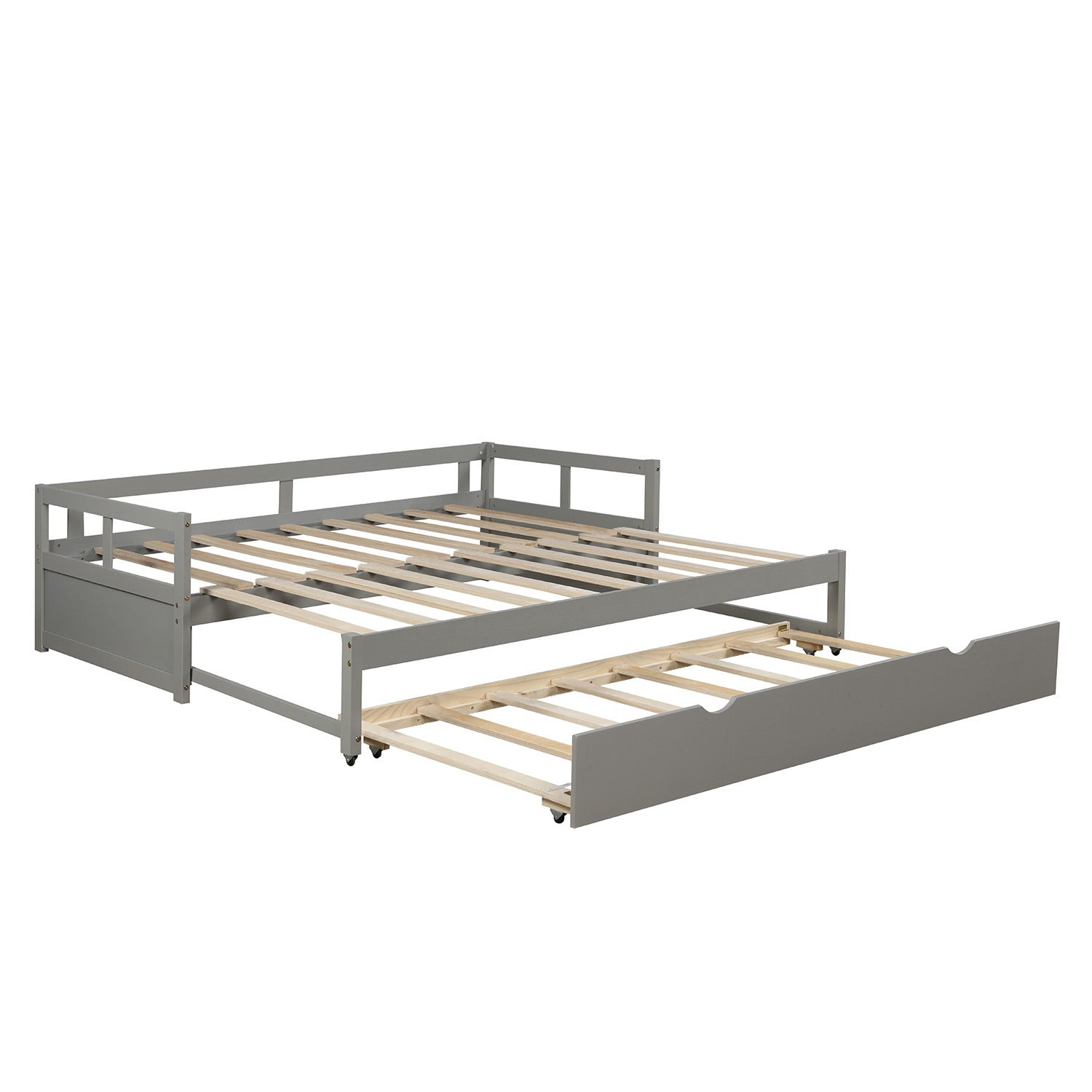 Extending Daybed With Trundle, Wooden Daybed With Trundle, Gray Twin Gray Solid Wood