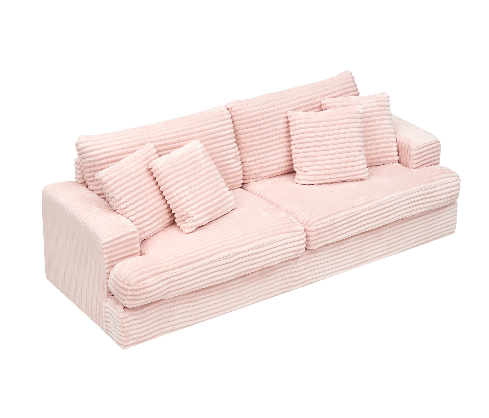 79.3Nch Corduroy Sofa With 4 Matching Toss Pillows Sleek Design Spacious And Comfortable 3 Seater Couch For Modern Living Room,Pink Pink Corduroy 3 Seat