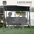 Outsunny 3 Seat Outdoor Patio Swing Chair With Removable Cushion, Steel Frame Stand And Adjustable Tilt Canopy For Patio, Garden, Poolside, Balcony, Backyard, Black 1 Black Steel