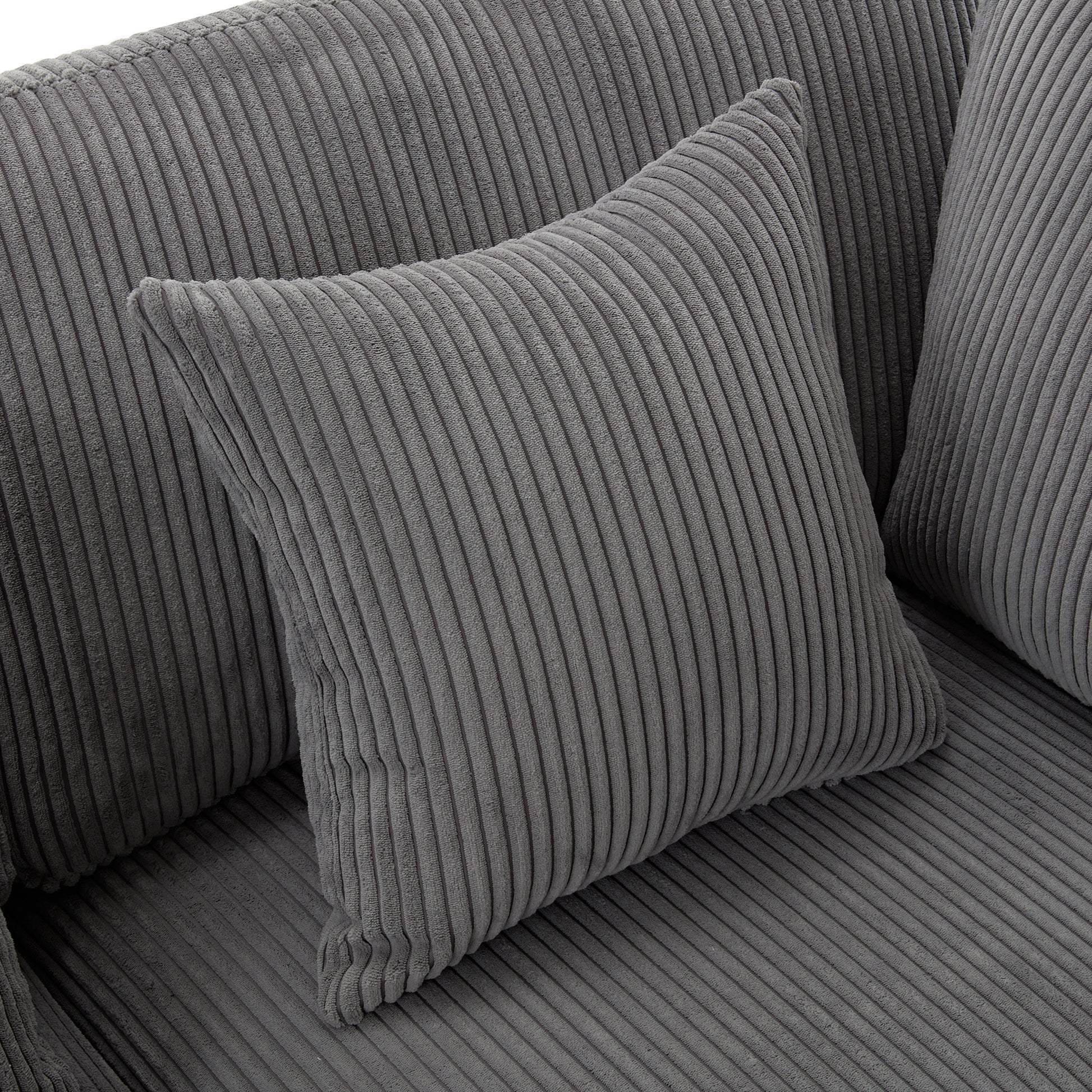 105'' 3 Seater Sofa With Removable Back Cushions And 5 Pillowsfor Living Room, Apartment, Spacious Space Gray Polyester 3 Seat