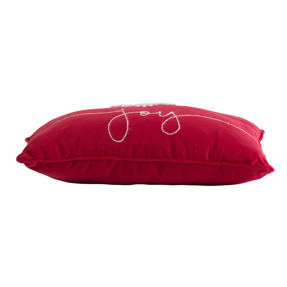 Set Of 2, 18X12" Red Velvet Pillow With Embroidered Joy And Frosty Snowflake, For Christmas Halloween Holiday Decor Red,White Acrylic,Polyester
