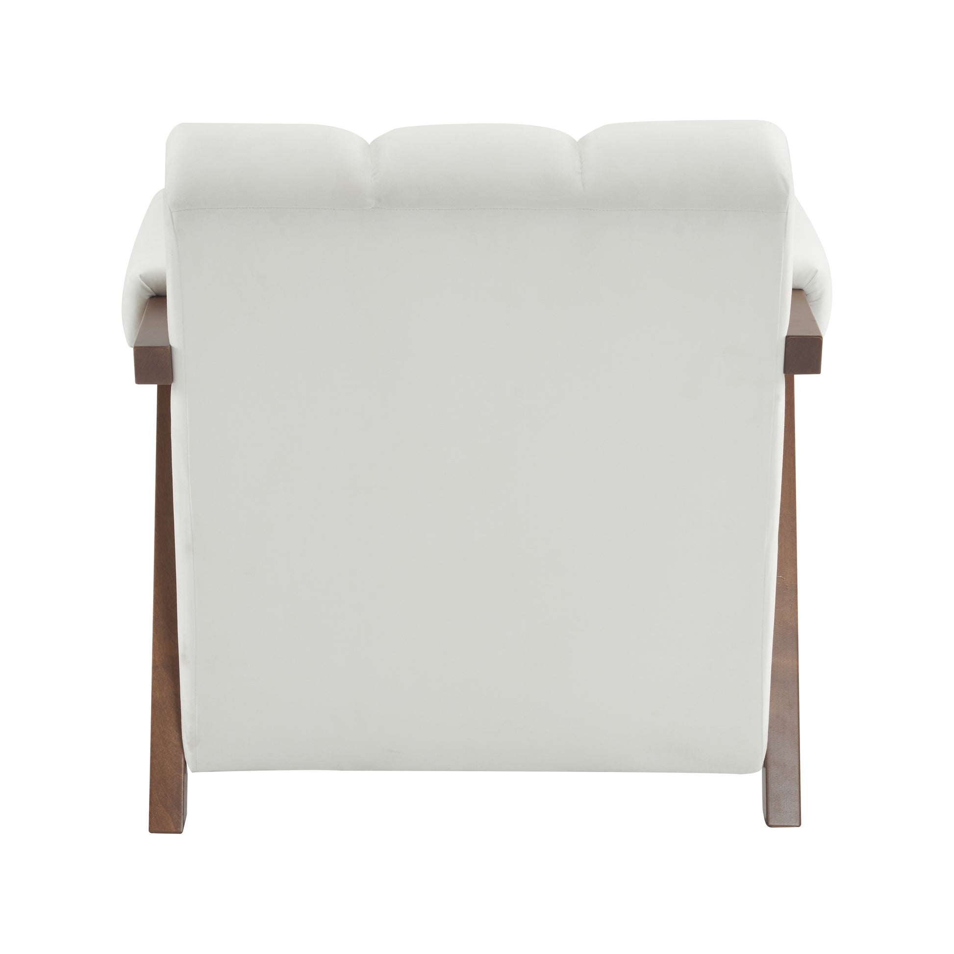Mid Century Modern Accent Chair With Solid Wood Frame, Upholstered Living Room Chairs With Thick Cushion, Comfy Tufted Arm Chair For Bedroom, Living Room, Velvet, Ivory Ivory White Velvet