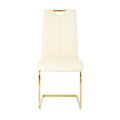 Modern Pu Dining Chair Living Room Chair Upholstered Chair, Gold Metal Chair Leg Design, Kitchen, Living Room, Bedroom, Dining Room Side Chair Set Of 2 Light Yellow Metal