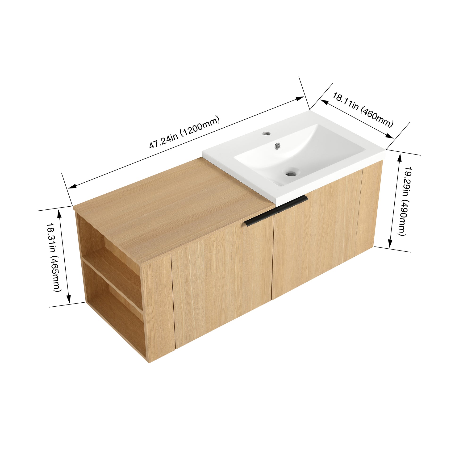 48 "Bathroom Vanity Sink Combo For Big Space,Modern Bathroom Cabinet Cabinet Combination, Bathroom Sink Cabinet Set, Oak Oak Bathroom American Design Engineered Wood