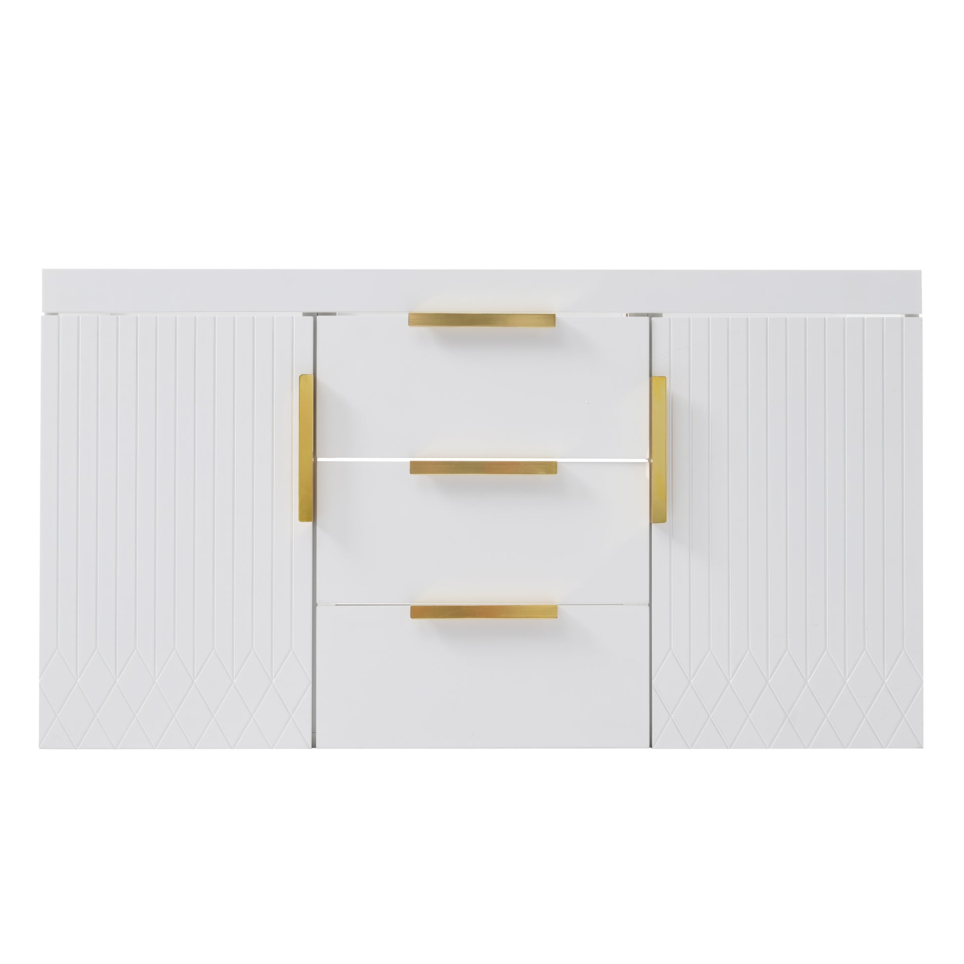 36'' Wall Mounted Bathroom Vanity Without Sink, Floating Bathroom Storage Cabinet With 2 Drawers, Solid Wood Bathroom Cabinet Not Include Basin Sink White Bathroom Modern Mdf