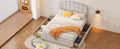 Full Size Upholstered Bed With 4 Storage Drawers,Wood Slat Support, Beige Full Beige Upholstered