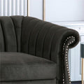 84 Inch Black 3 Seater Velvet Sofa Button Tufted With Trim, Curved Backrest, And Rolled Arms, Stylish And Elegant Couch For Modern Living Rooms, Durable Upholstery, Luxury Design Black Velvet Wood Primary Living Space Medium Firm Loose Back Medium Duty