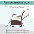 Outsunny Wicker Outdoor Rocking Chair, Patio Recliner With Adjustment Backrest, Pe Rattan Lounge Chair With Adjustable Footrest And Cushions For Garden, Backyard, Porch, Beige Brown Steel
