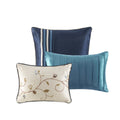 Embroidered 7 Piece Comforter Set Navy King King Navy Polyester