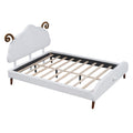 Full Size Upholstered Platform Bed With Sheep Shaped Headboard, White Full White Plywood