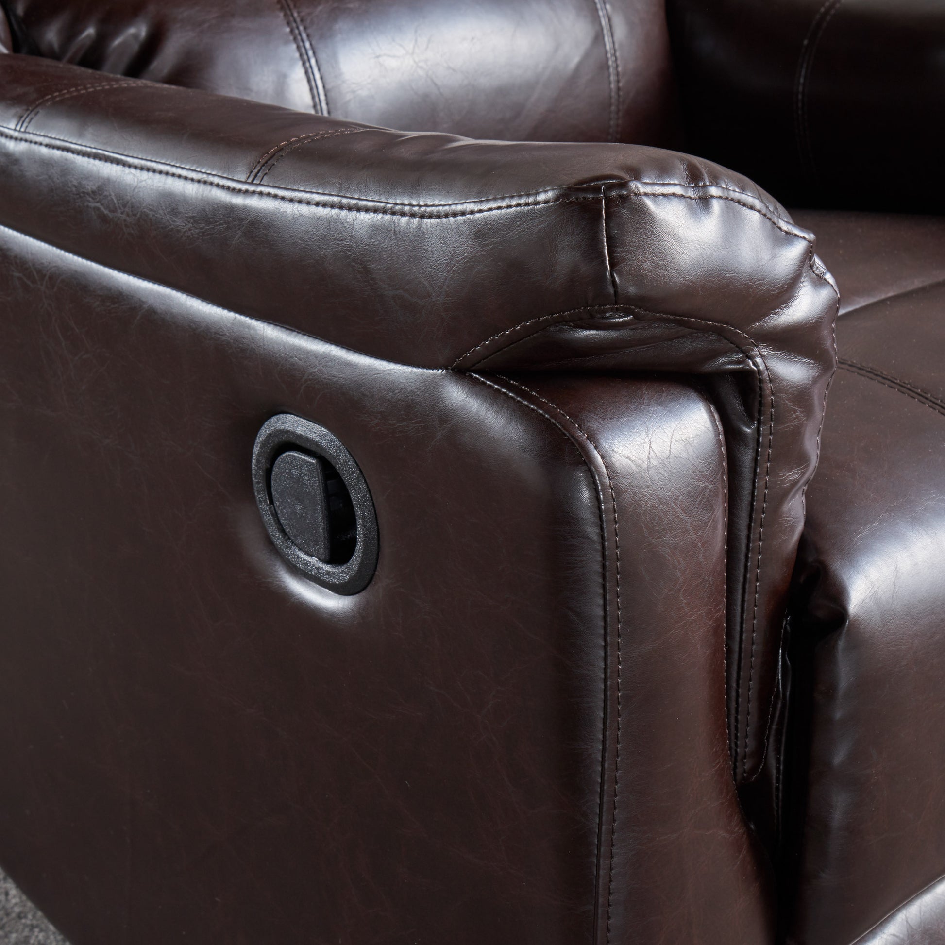 Brown Pu Glider Recliner With Swivel, Manual Reclining Chair Brown Pu