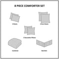 8 Piece Jacquard Comforter Set Aqua Silver Cal King California King Aqua Silver Polyester