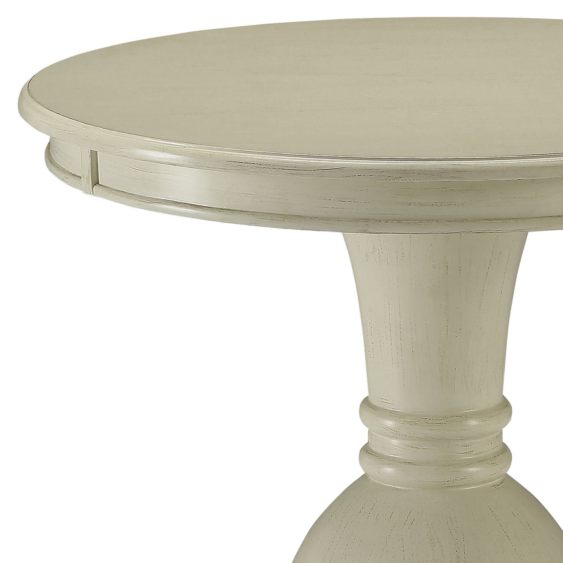 Antique White Accent Table With Pedestal Base Antique White Primary Living Space Farmhouse,Modern Round Wood Pedestal