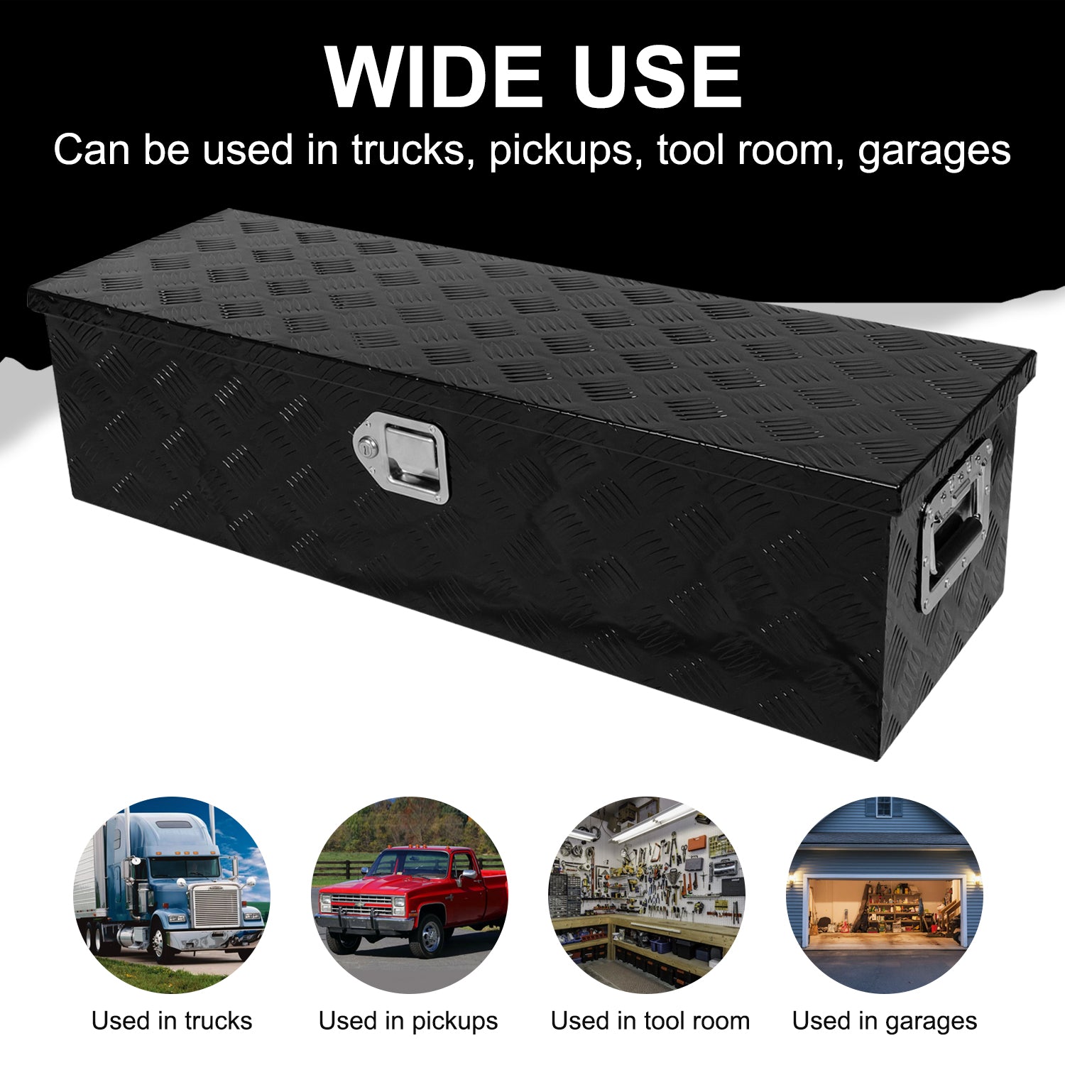 39 Inch Truck Bed Tool Box Aluminum Heavy Duty Trailer Tool Box For Pickup Truck Bed Rv Toolbox With Handle And Lock Black Black Aluminium