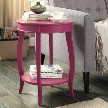 Purple Accent Table With Bottom Shelf Purple Primary Living Space Shelves Round Solid Wood Mdf
