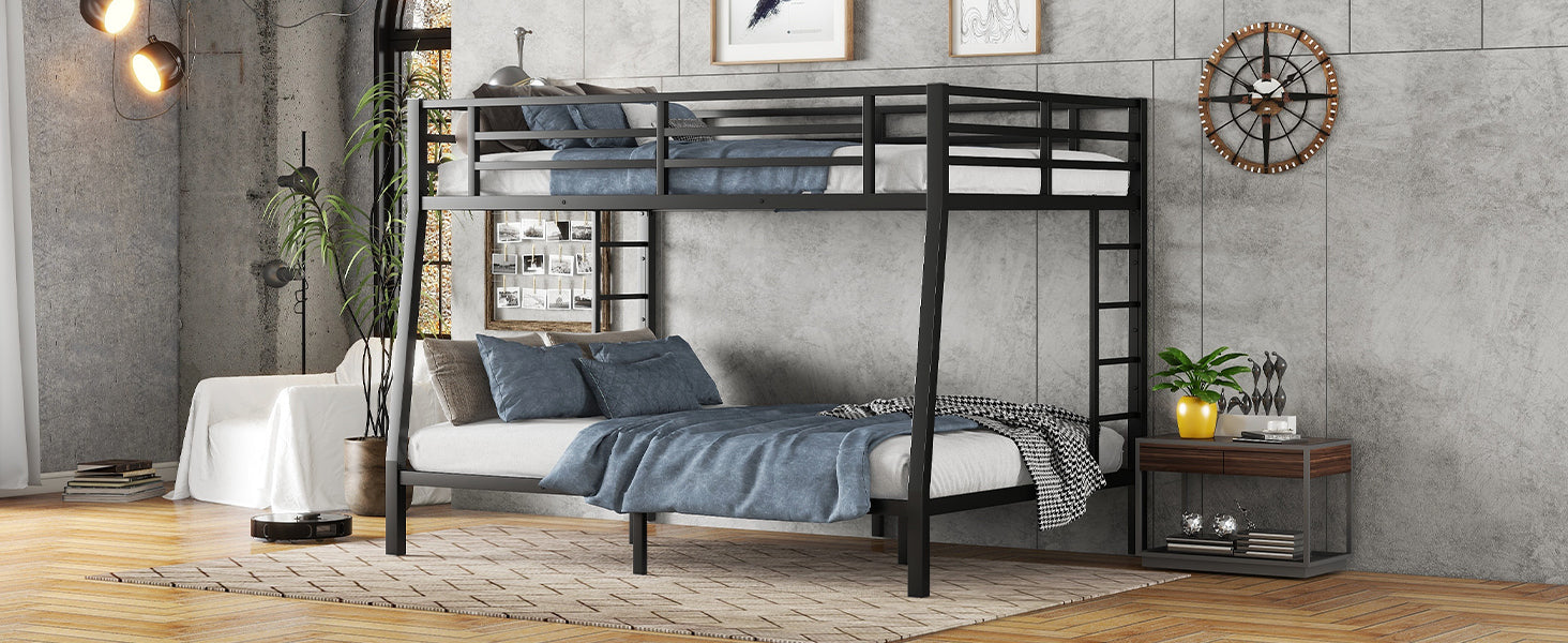 Metal Full Xl Over Queen Bunk Bed For Teens And Adults,Space Saving Noise Reduced No Box Spring Needed Expect Arrive Date 2024 6 27 Full Xl Black Metal