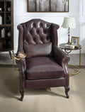 Pino Accent Chair, Vintage Brown Top Grain Leather Ac02994 Brown Wood Metal