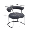 Coolmore Boucle Dining Chairs Set Of 2, Mid Century Modern Curved Backrest Chair, Round Upholstered Kitchen Chairs Carbon Black Boucle Carbon Black Foam Mdf Metal