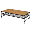 Oak And Black Coffee Table With Shelf Oak Primary Living Space Shelves Rectangular Solid Wood
