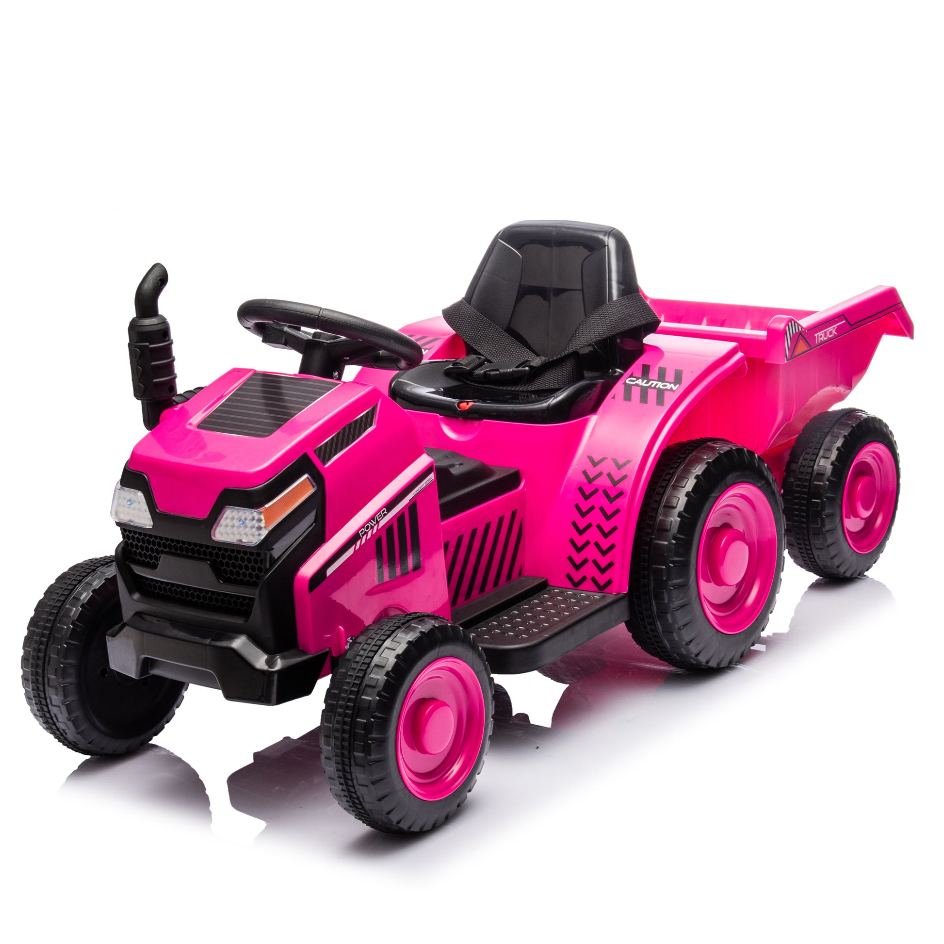 12V Kids Ride On Electric Tractor Black Knight,Kids Ride On Toy.2Wd,Non Skid Tires, Steering Wheel, Foot Pedal,With Removable Storage Tug,Light,Bluetooth,Music,Mp3,Usb,Power Display For Kids Aged 2 3. Rose Red 50 99 Lbs Polypropylene