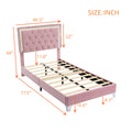 Twin Size Upholstered Bed Frame With Led Lights,Modern Velvet Platform Bed With Tufted Headboard,Pink Twin Pink Velvet