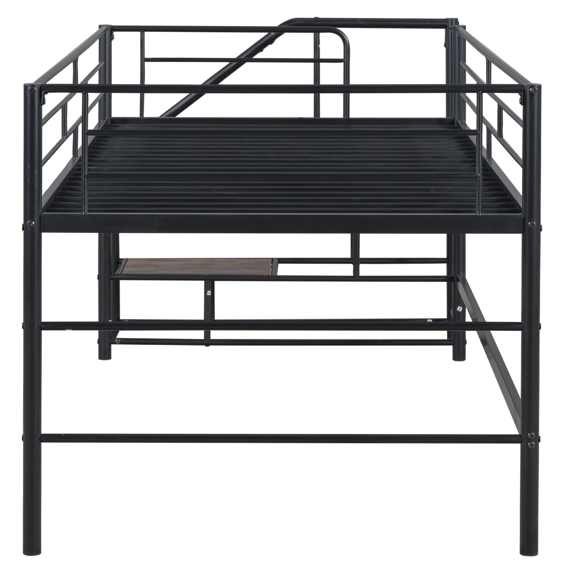 Mid Loft Bed With Storage Stairs, Twin, Black Twin Black Mdf Metal