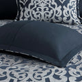 8 Piece Jacquard Comforter Set Navy Silver Queen Queen Navy Silver Polyester