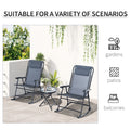 Outsunny 3 Piece Outdoor Rocking Bistro Set, Patio Folding Chair Table Set With Glass Coffee Table For Yard, Patio, Deck, Backyard, Grey Grey Fabric