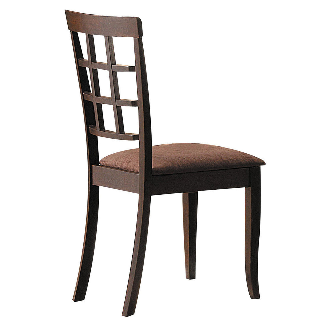 Wood & Fabric Side Chairs With Open Grid Pattern Back, Espresso Brown, Set Of 2 Brown Wood Fabric