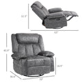 Homcom Swivel Rocker Recliner Chair For Living Room, Fabric Reclining Chair For Nursery, Rocking Chair With Footrest, Side Pockets, Charcoal Gray Charcoal Grey Polyester