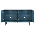 Modern 4 Door Sideboard With Convex Pattern Doors And 2 Silver Handle For Living Room, Dining Room, Kitchen Navy Navy Mdf