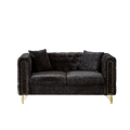 60 Inch Chenille Pull Buckle Design Sofa For Living Room,Buttons Tufted With Copper Nail Decoration Armrest, Modern Couch Upholstered Button And Metal Legs Black Foam Chenille 2 Seat