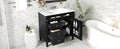 36'' Bathroom Vanity With Top Sink, Modern Bathroom Storage Cabinet With 2 Drawers And A Tip Out Drawer, Single Sink Bathroom Vanity Black Bathroom Solid Wood Mdf