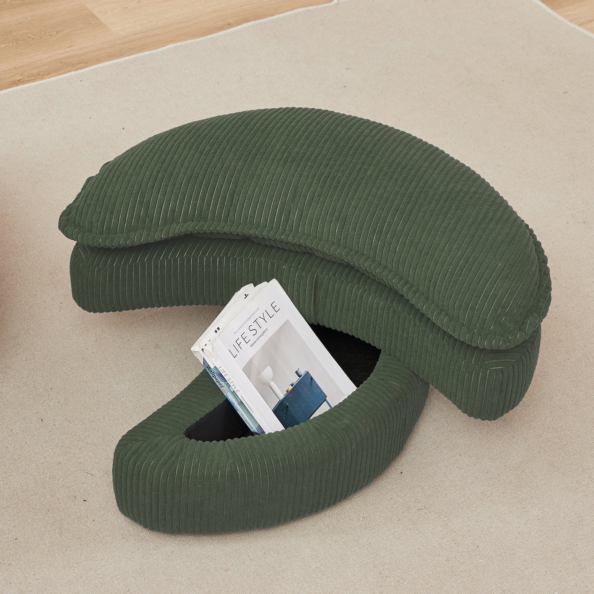 38"W Oversized Swivel Chair With Moon Storage Ottoman For Living Room, Modern Accent Round Loveseat Circle Swivel Barrel Chairs For Bedroom Cuddle Sofa Chair Lounger Armchair, 4 Pillows,Corduroy Green Foam Corduroy 1 Seat