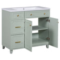 36 Inch Bathroom Vanity, Transitional Style Bathroom Cabinet With Resin Sink, Green Single Bathroom Cabinet, With 2 Drawers And 1 Adjustable Storage Shelf, 2 Soft Close Doors Green Bathroom Solid Wood Mdf Resin
