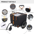 Foldable Pet Jogging Stroller Dog Carriers Bicycle Trailer Pet Dog Cat Bike Trailer Orange And Black Ideal For Small Pets Black Oxford Fabric Metal