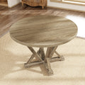 Modern Farmhouse Round Dining Table 45.7Inch Solid Wood Rubberwood Antique Finishing Rustic Look Distressed Look Wire Brushed For 4 Seaters Grayish Brown Light Brown Distressed Finish Dining Room Antique,Farmhouse,French Country,Rustic,Vintage Rubberwood