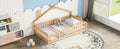 Twin House Shaped Bedside Floor Bed With Guardrails, Slats, Without Door ,Natural Twin Natural American Design Pine