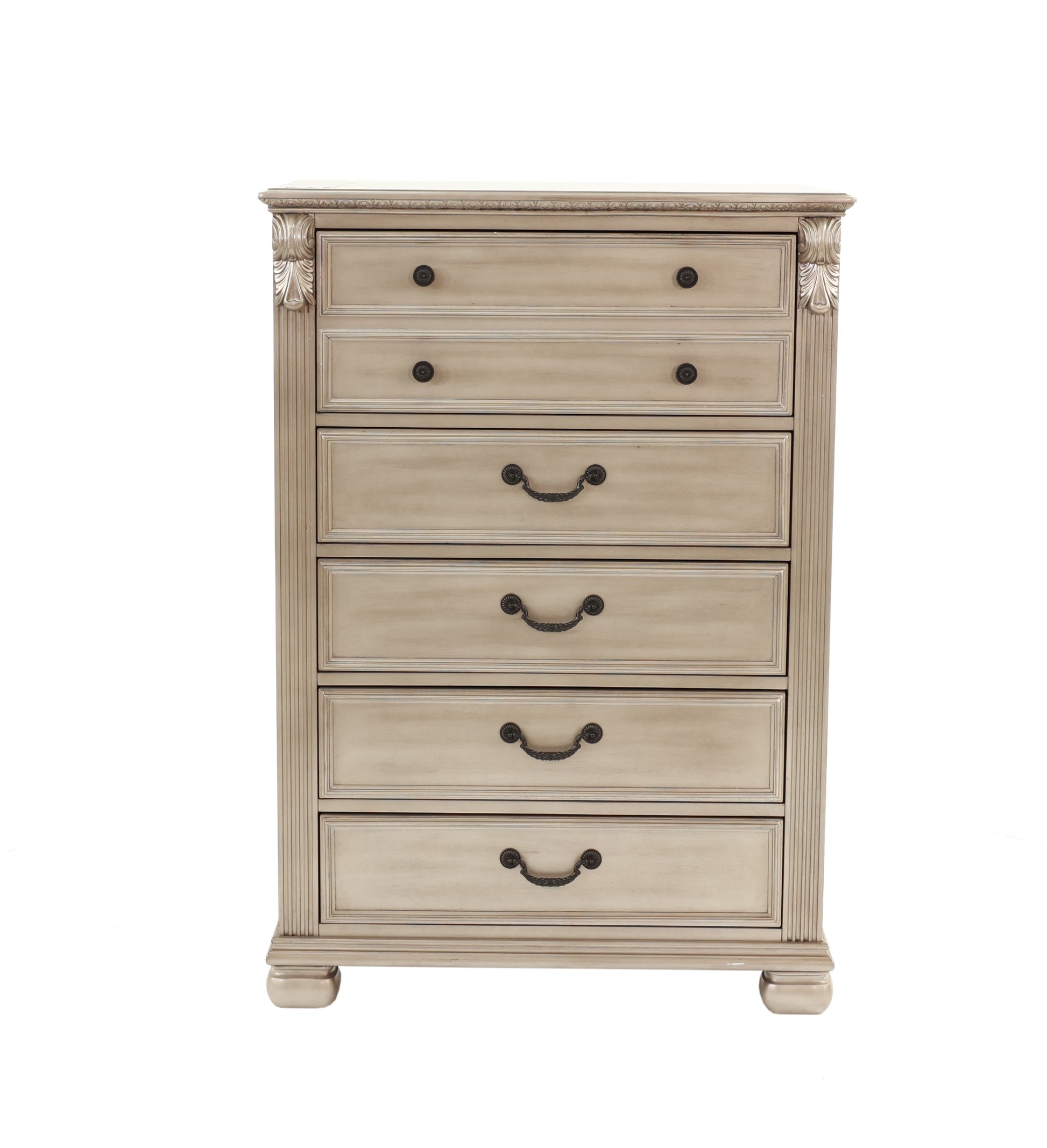 Antique Silver 1Pc Chest Of Drawers Storage Bedroom Furniture Traditional Classic Style Chest Antique Silver Bedroom Contemporary,Modern,Transitional Particle Board Mdf,Plywood